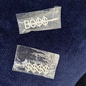 Silver Dollar Sign Hair Clips